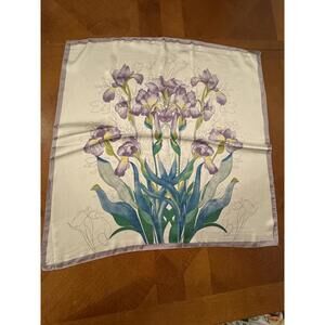 Floral Purple Iris Printed Square Scarf